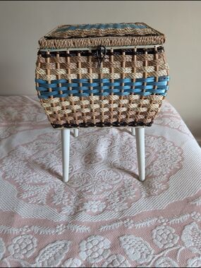 Woven Accent Storage Box with Blue Stripe - Home Accents